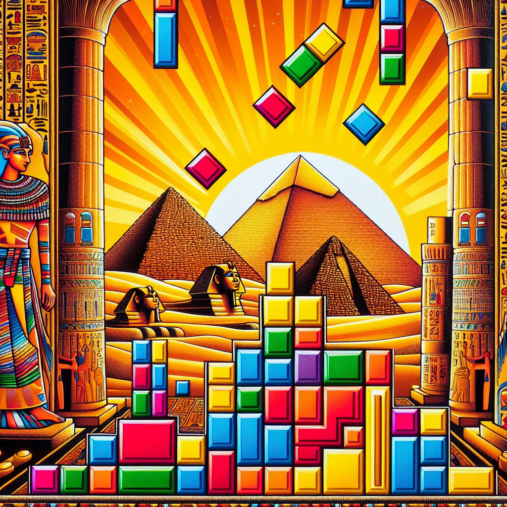 Egyptian themed Tetris game illustration