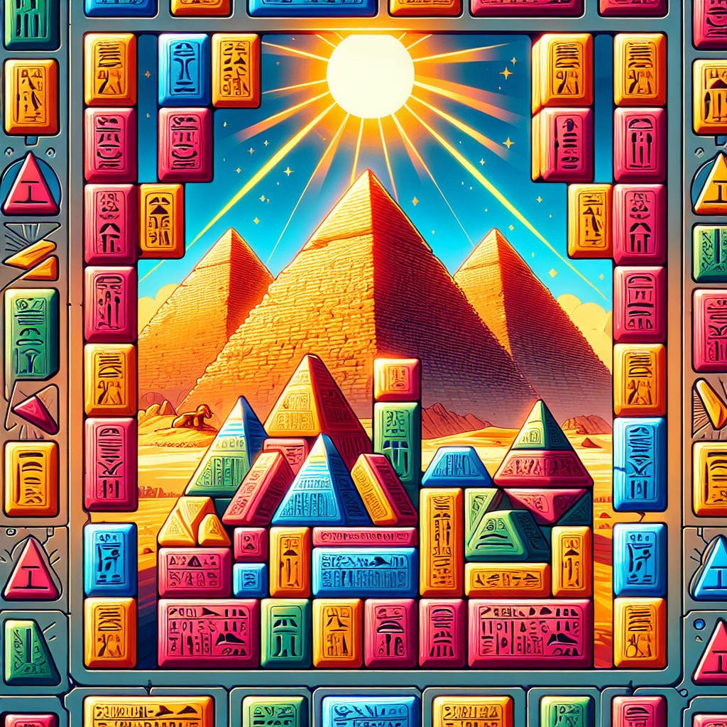 Egiptietiška Tetris žaidimo iliustracija